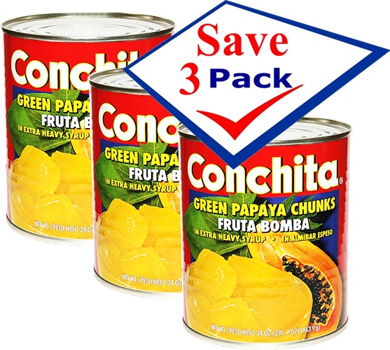 Conchita frutabomba / papaya chunks in syrup.  34 oz. Pack of 3